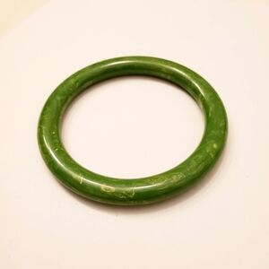 Apple Green Bakelite Bangle Bracelet, 2.5 Inches Across Inside Measurement Swirl